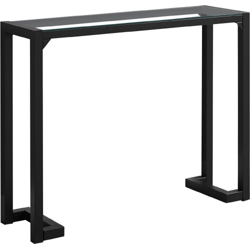 42" Hall Console Table in Black with Tempered Glass